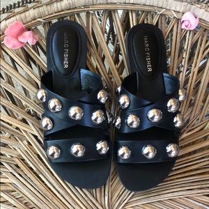 Marc Fisher black studded sandals